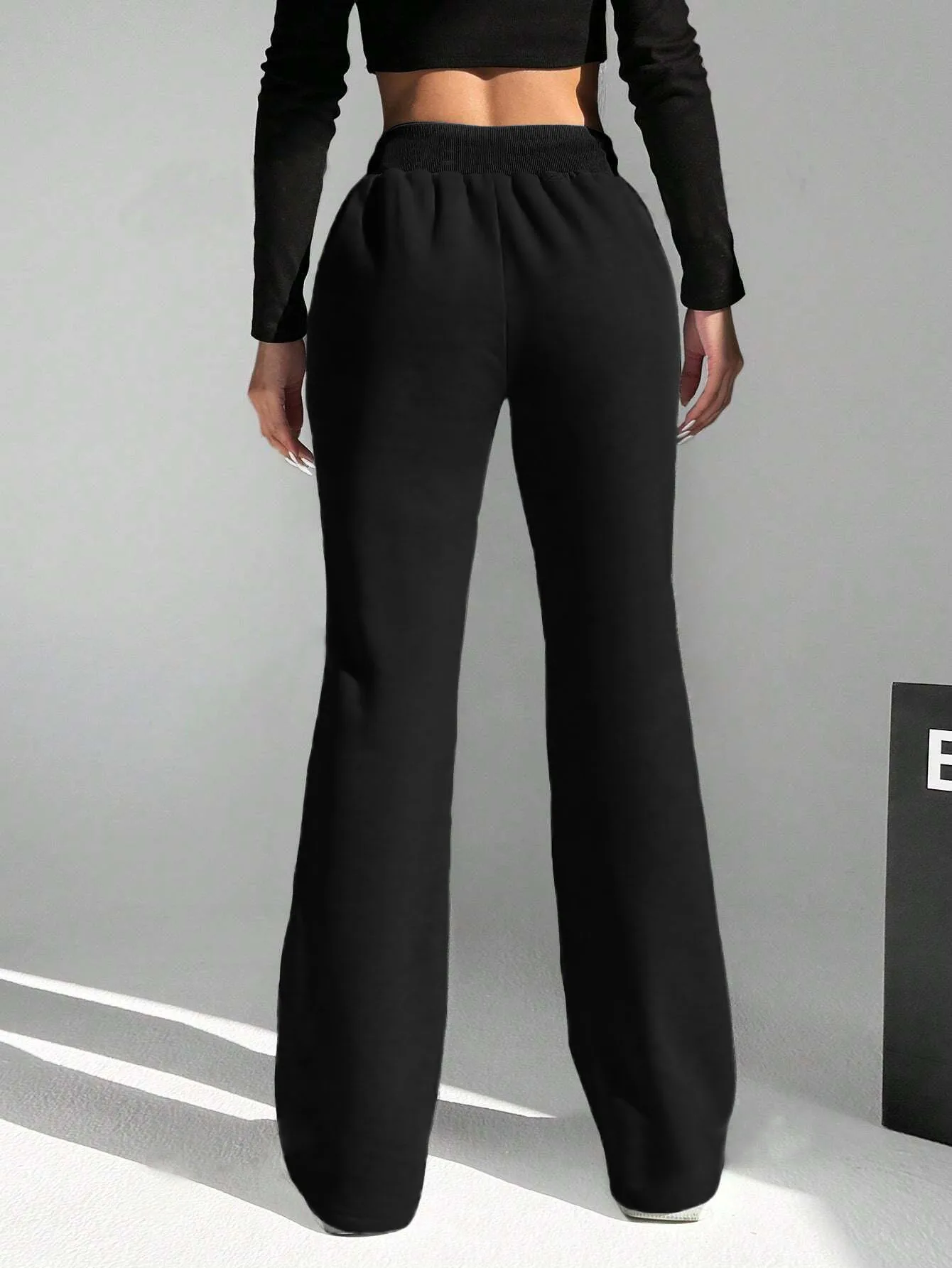 Flare Pants Women Streetwear  high waist Sweatpants Fall Winter Korean Baggy All Match fake drawstring Sports Trousers New