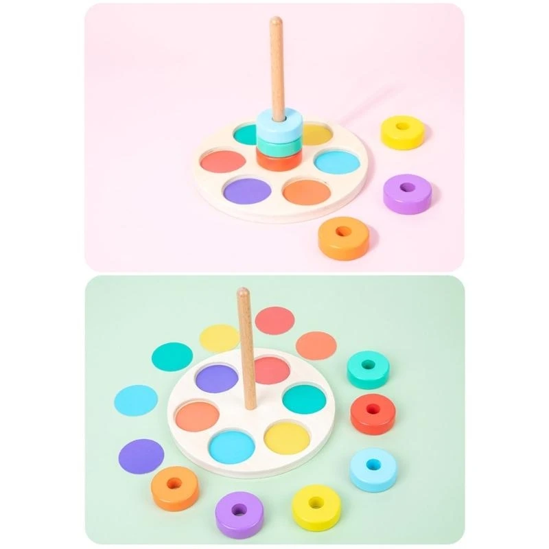 J2HD Stacking Block Color Matching Plugging-Ring Teaching Aids for Preschoolers