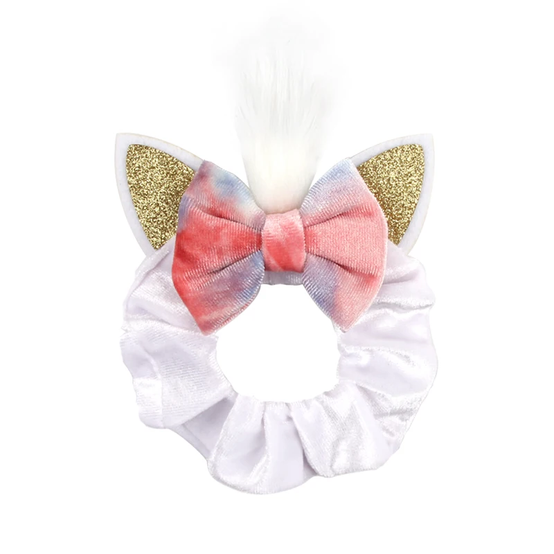 New Mouse Ears Velvet Scrunchies Hairband Disney Women Elastic Ponytail Holder Girls Sequin Bow Kids Party DIY Hair Accessories