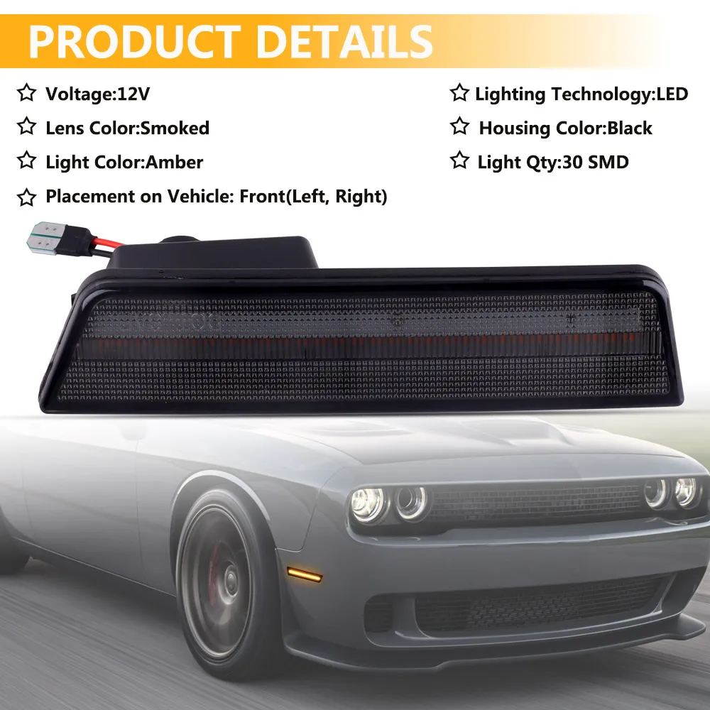 2 قطعة سيارة عالية الأداء LED الملحقات الوظيفية مقاوم للماء الجانب ماركر ضوء مع ترقية دودج في سنوات الموديل 2008 إلى 2014