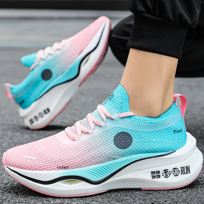 New Carbon Plate Running Shoes Men Co-branded Sneakers Women Soft Jogging Sports Shoes Cushion Marathon Athletic Training Shoes