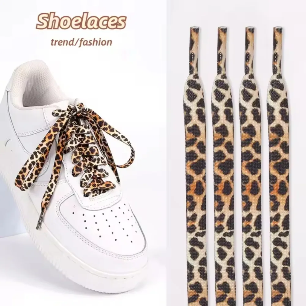 1Pair Classic Leopard Patten Print Shoelace Creative Unisex Sneakers Canvas Shoe Lace Flat Shoelaces Shoes Strings