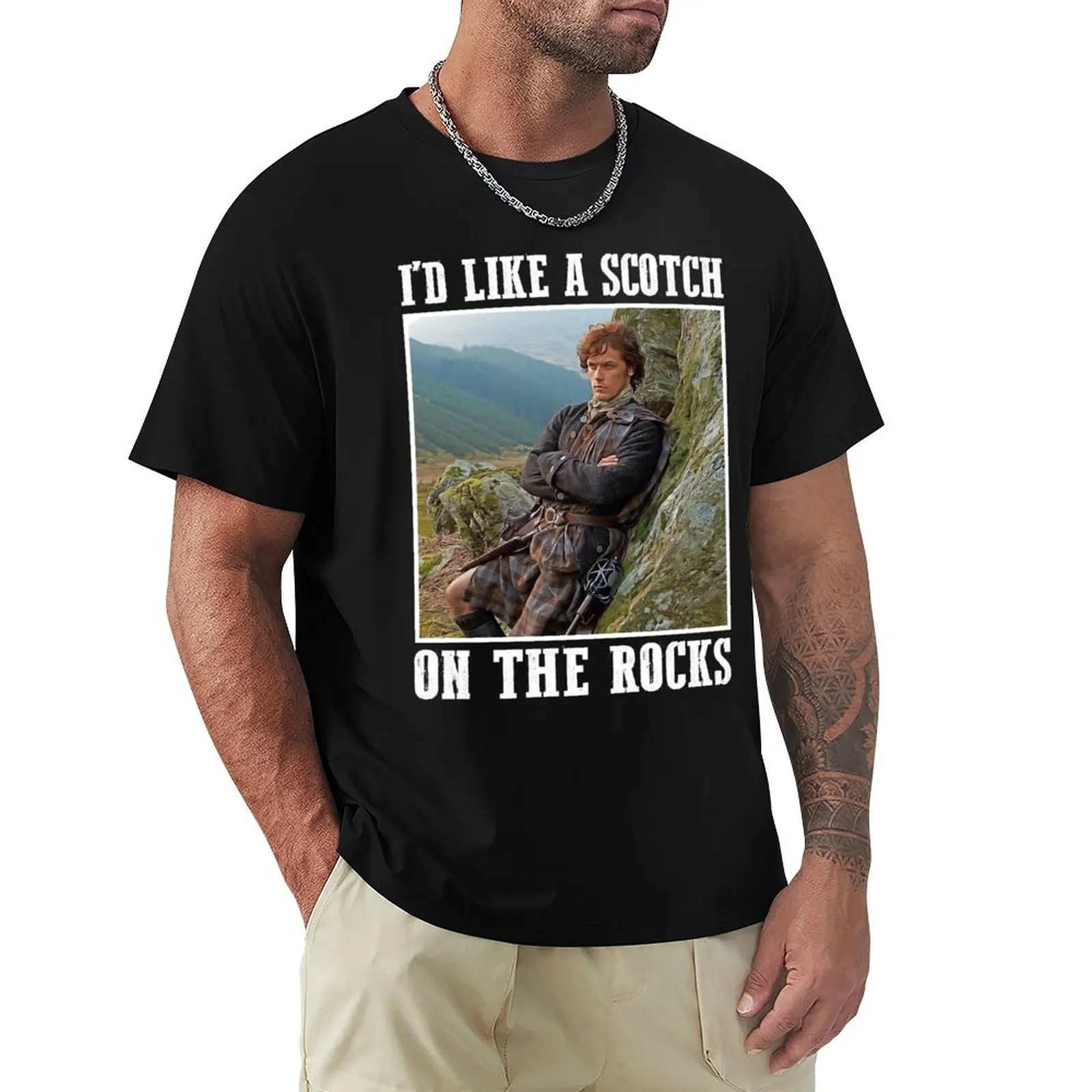 I'd Like a Scotch on the Rocks Outlander T-Shirt funny t shirts cotton T-Shirt