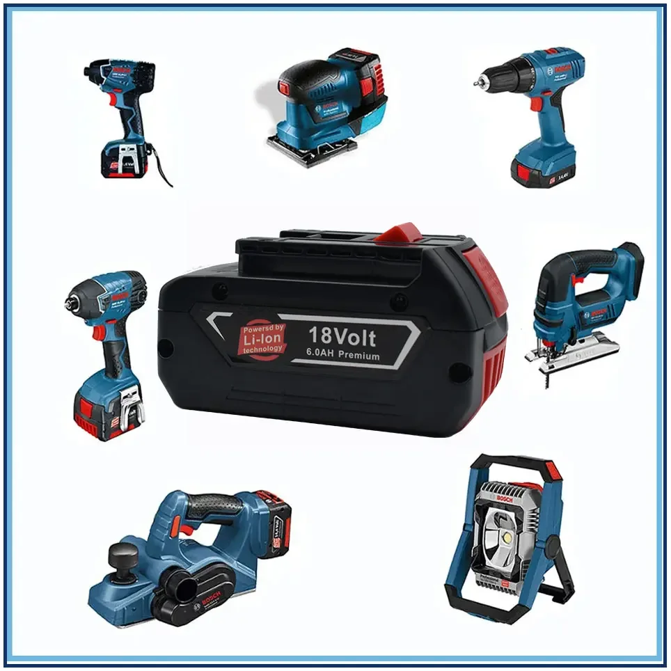 For Bosch 18V 6.0AH  Professional Lithium Battery Rechargeable Power Tool Battery for Bosch BAT609 BAT609G BAT618 BAT618G
