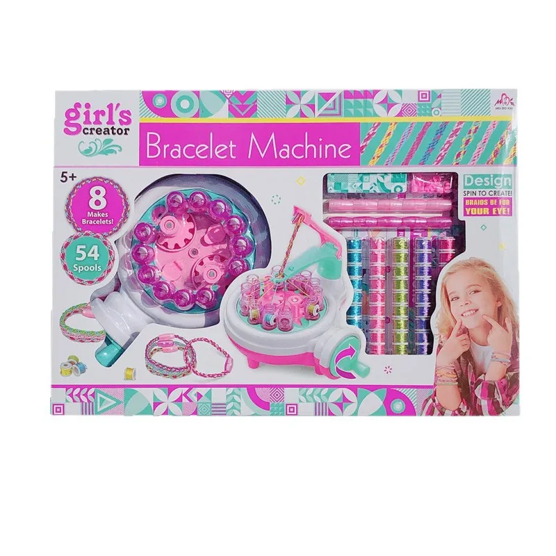 Children's Hand Rope Knitter Girl DIY Toy Play House Knitting  Beaded Hand Crank  Machine