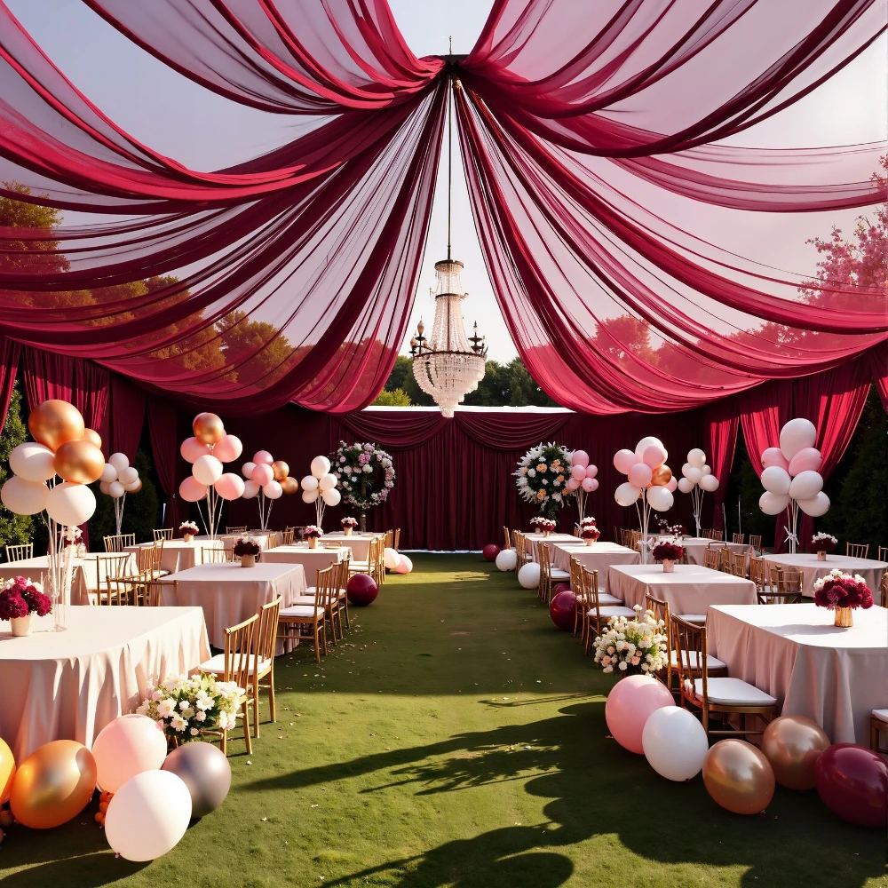 

1Pcs Wedding Arch Hanging Fabric Sheer Curtain for House Wooden Wedding Arches Ceremony Party Ceiling Outdoor Backdrop Decoratio