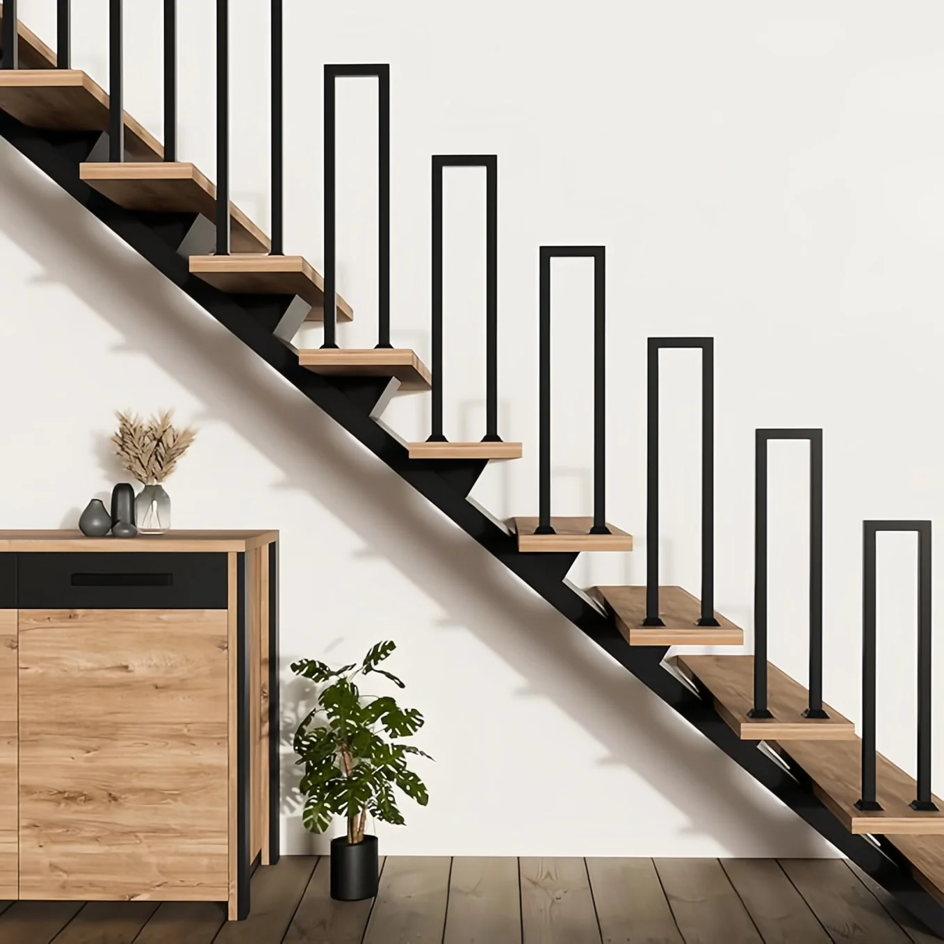 Mains courantes d'escalier en forme de U pour marches intérieures et extérieures, mains courantes d'escalier de sécurité coordonnantes pour les enfants, mains courantes de marche en fer forgé noir sur pied