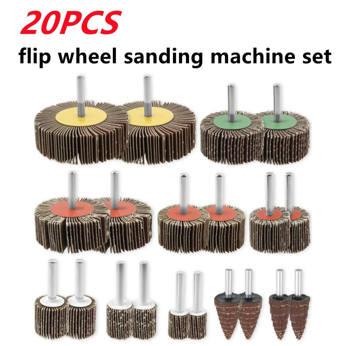 20 قطعة مجموعة رفرف الرملي مع 6 مللي متر عرقوب طحن عجلة رئيس ساندر أدوات جلخ الصنفرة إزالة الصدأ لأدوات دريمل الدوارة #1