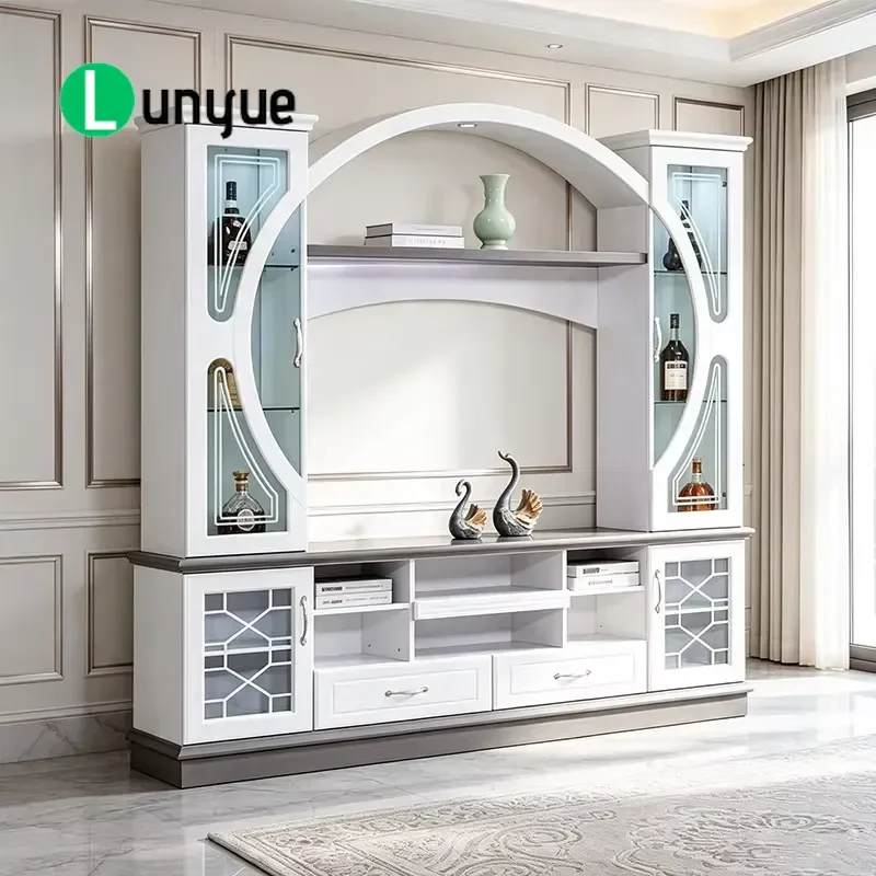 High Quality Living Room Show Case TV Cabinet Furniture Home Storage Display Wine Rack Cabinet 65 Inch Wooden Modern TV Stand