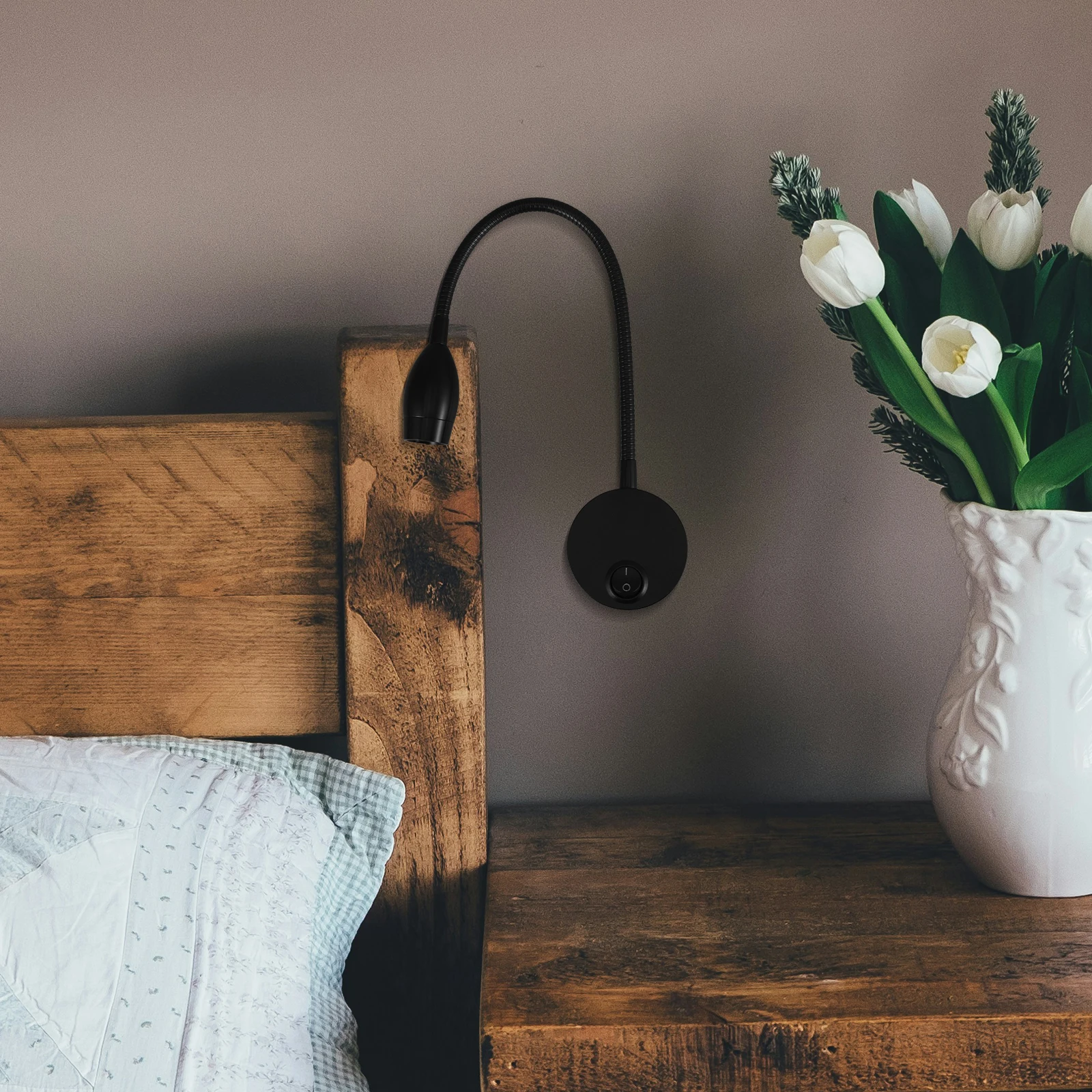 قابل للتعديل معقوفة وحدة إضاءة LED جداريّة مصباح 360 درجة الدورية القراءة مفتاح الإضاءة السرير الحائط مصباح القراءة لمكتب غرفة النوم