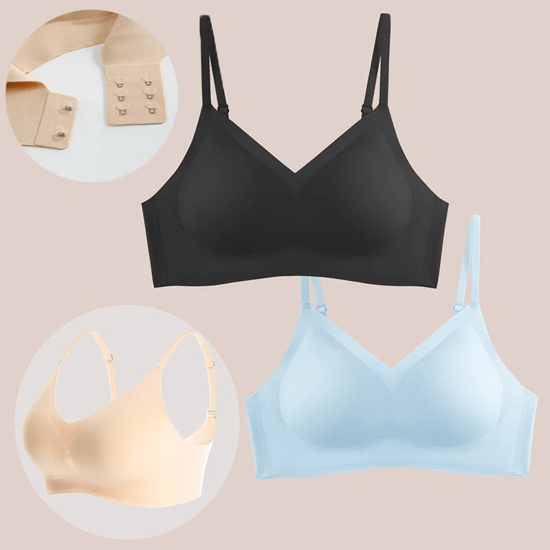 Latex Seamless Women Bras Wireless Comfortable Sports Bra Nylon Fabric One-piece Small Bust Gathered Bralette Female Underwear