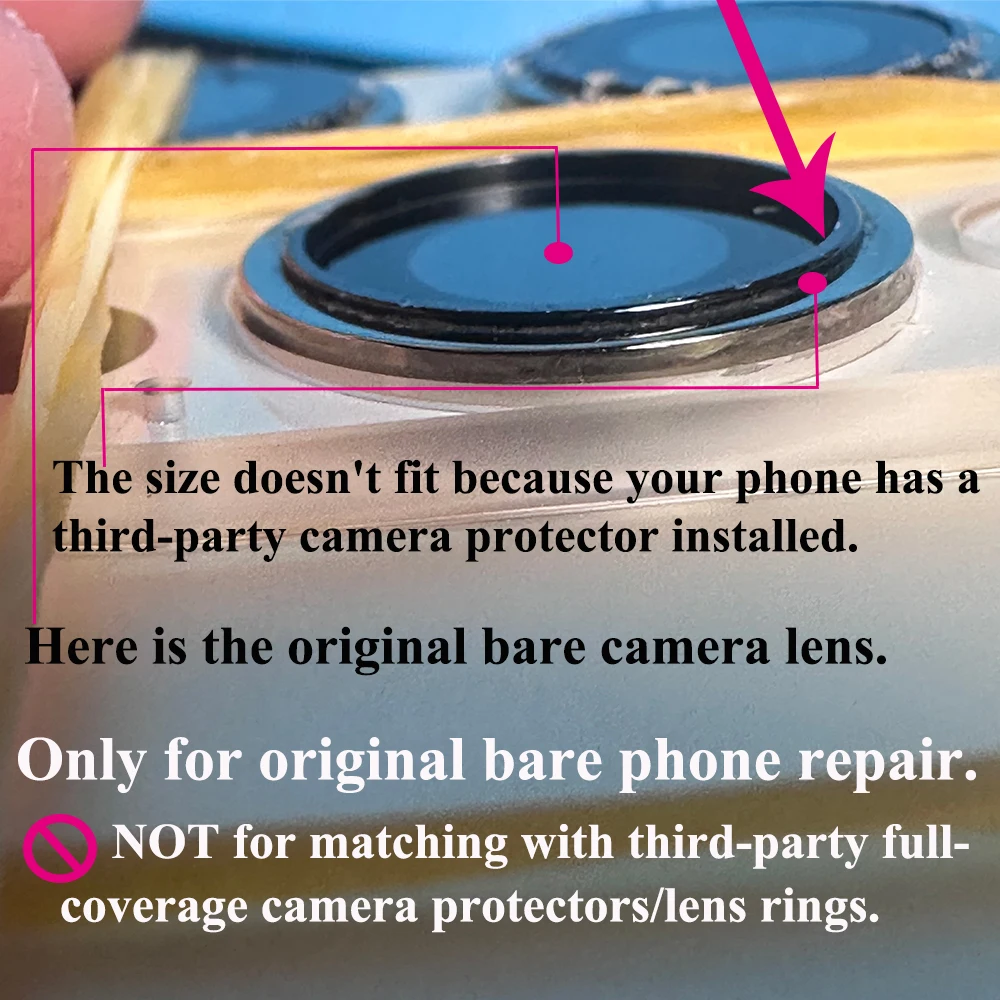 Original Quality Sapphire Camera Glass for iPhone 17 16 15 14 13 Pro Max Rear Camera Lens Mirror Ring with 3M Glue Repair image 2