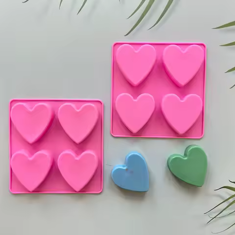 2pcs 4-cavity heart shaped silicone handmade soap mold DIY chocolate cake baking tray ice grid mold