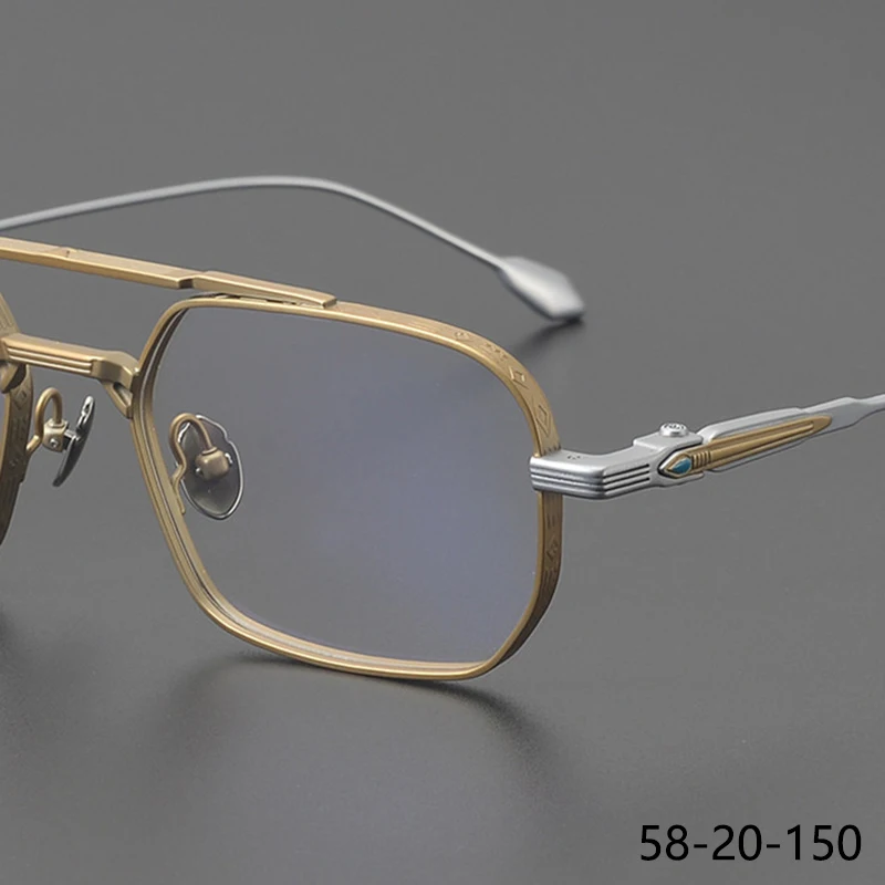 Double Beam Big Face Square Eyeglasses Frame Women Man's Lightweight Titanium Glasses Frames Spectacles Eyewear Pilot Design New