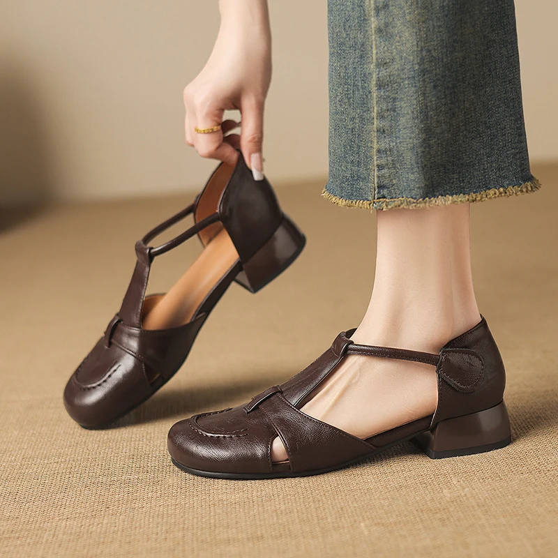 2026 new summer women sandals plus size 22-26.5cm microfiber cross-strap hollow-out ankle-buckle high heel women shoes fashion