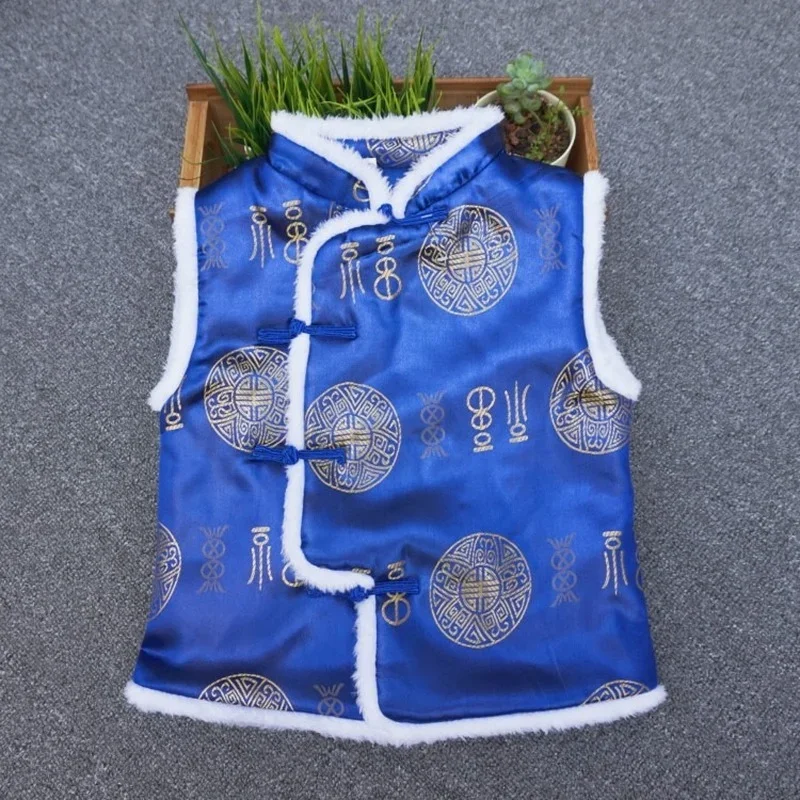 Inverno capodanno cinese per bambini vestito Tang per bambini gilet rosso bambino tradizionale ragazzo ragazze prestazioni Costume fortunato gilet