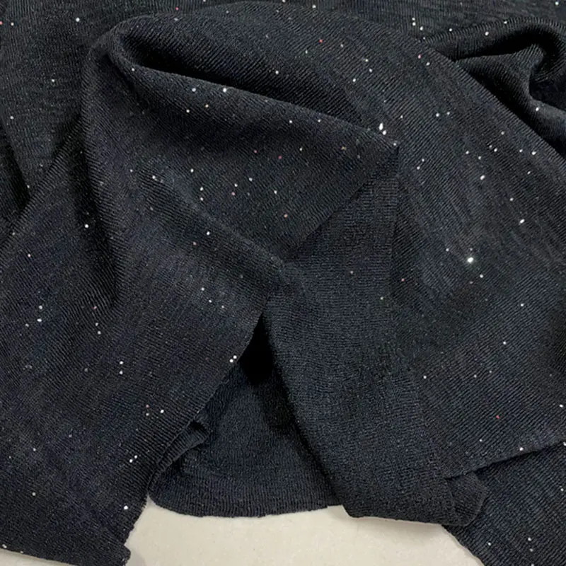 

iny Bla Knitted Fabric Spring Summer Thin Soft Drape Elastic Milk Silk Clothing Fabric Home Sponge Pad Hanrt DIY