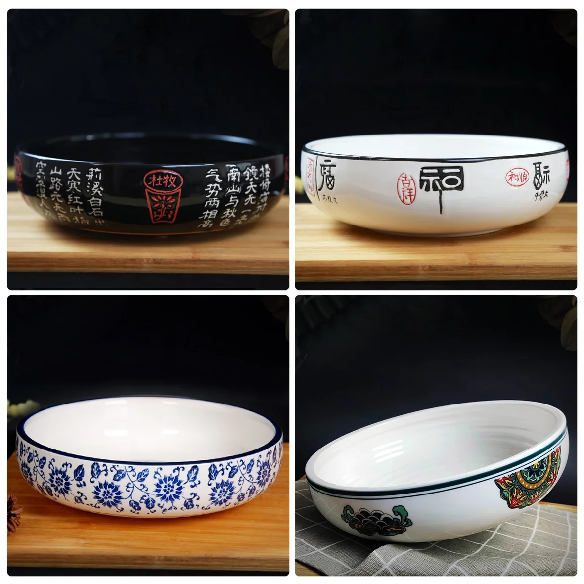

Large Cerc Soup Bowl Thiened Porcelain Sichuan Hot Pot Piled Cabbage Fi Bowl Big Size Chien Potstiers Bowl