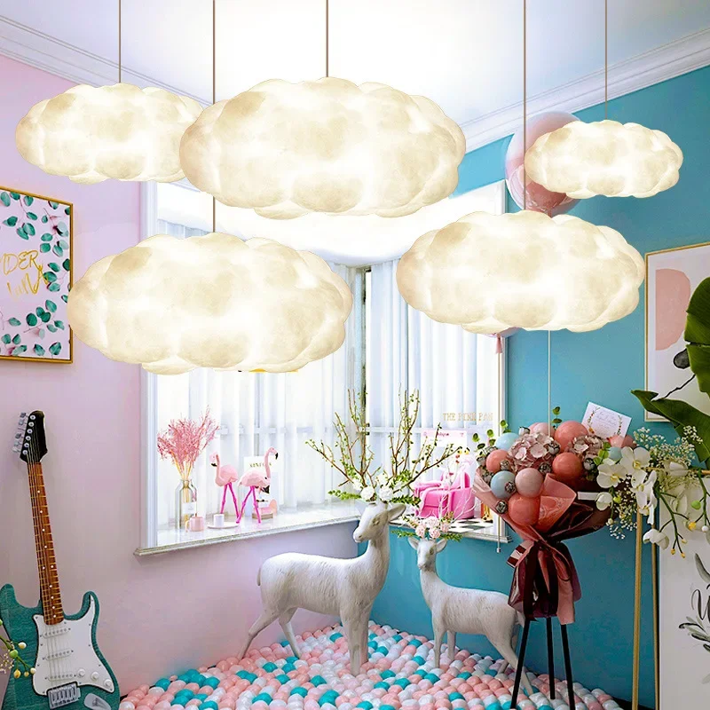 Multiple Styles Simulation Cloud Pendant Light For Living Restaurant  Room Silk Cotton Led Indoor Furniture Decorative Lights