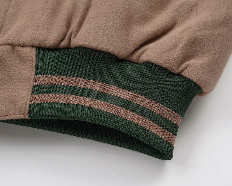 Vintage Varsity-Jacke für Herren, Farbblock-Wollmischung, Baseball-Mantel, gestreift, mit Knöpfen, Streetwear-Baseball-Jacke für Herbst und Winter – Detail 10