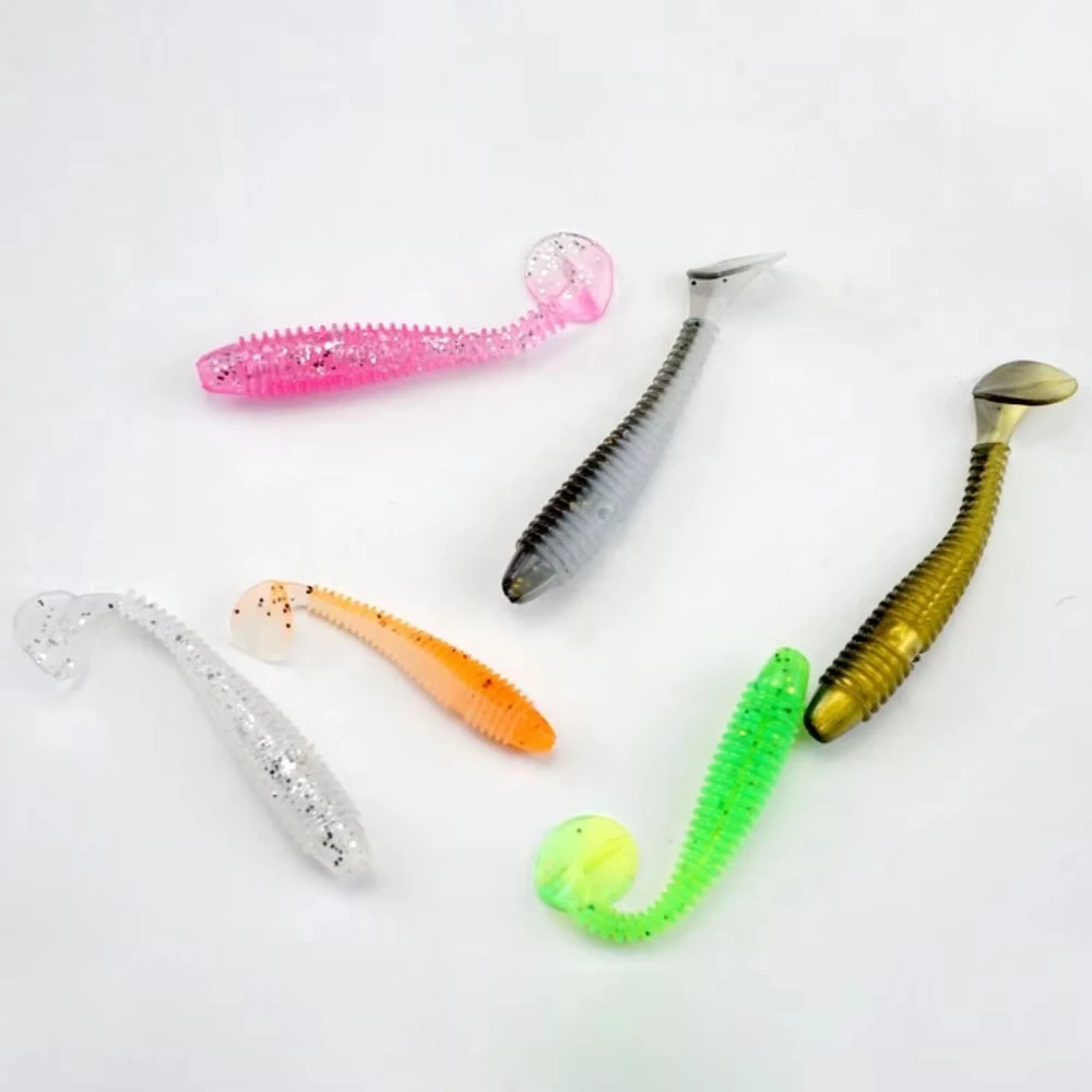 

6.5cm 5pcs/pack Lifelike T-Tail Swimbait Soft PVC Fishing Lure Anti-Hook Design Outdoor Fishing Bass Trout Fish Bait