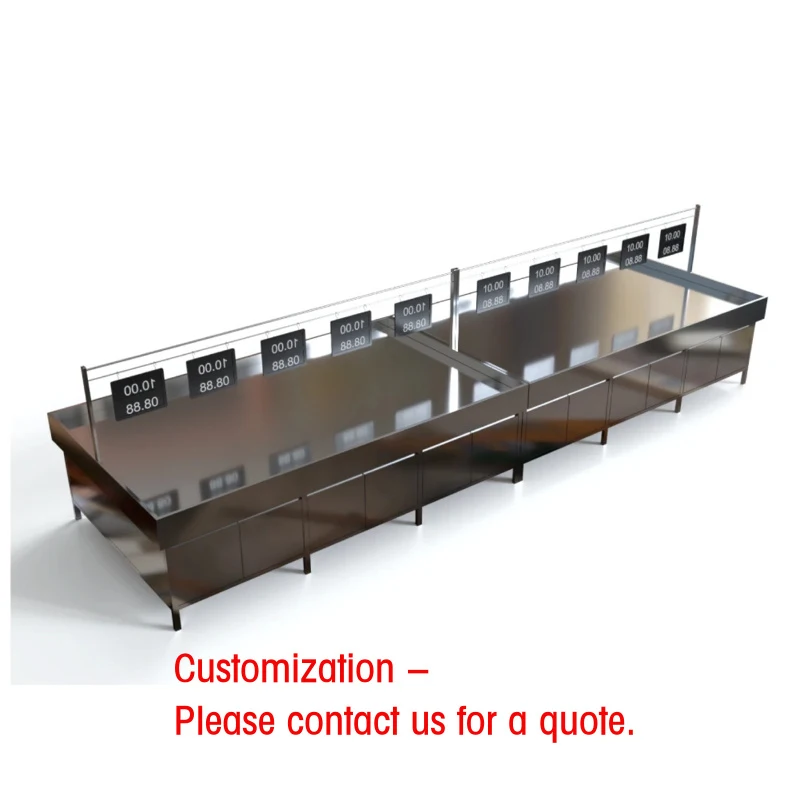 custom.Heavy Duty Double-Sided Stainless Steel Supermarket Rack Sea Food & Products Display