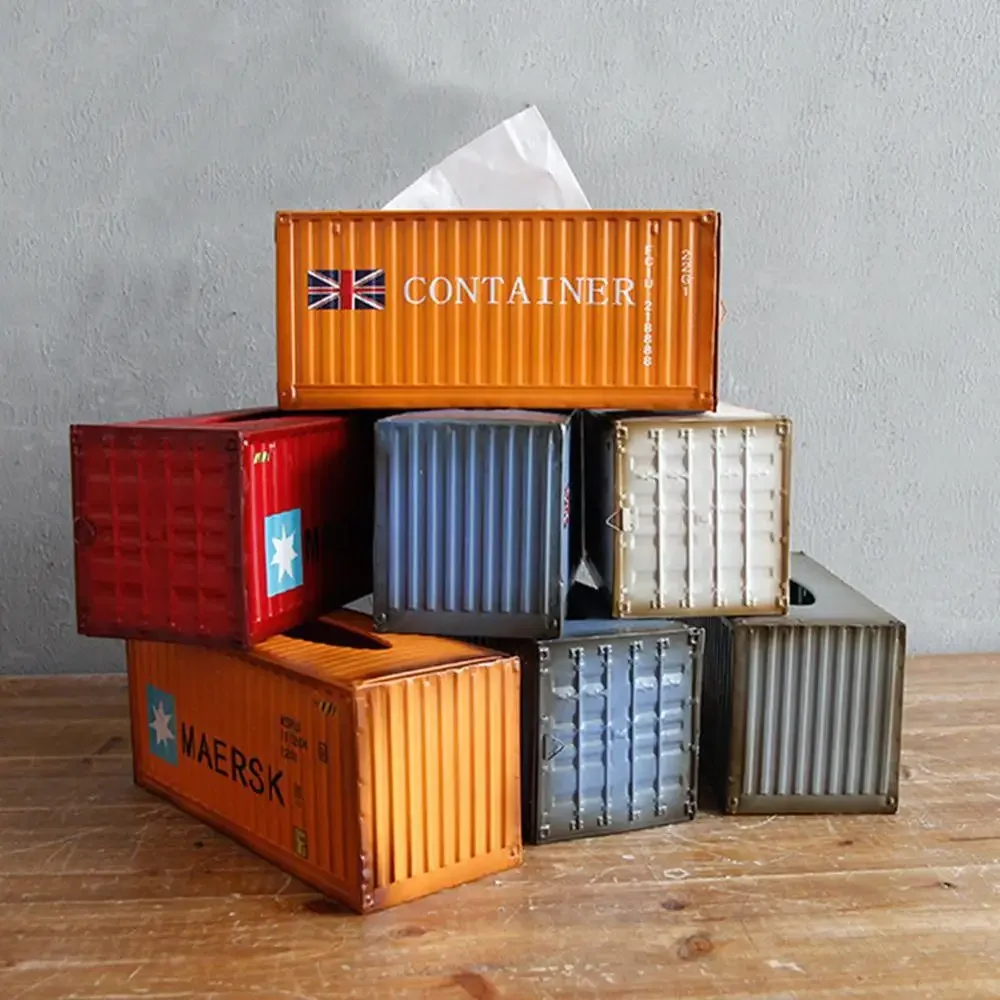 Retro Creative Container Design Iron Tissue Box Home Car Napkin Paper Container Metal Paper Towel Storage Case Home Decor