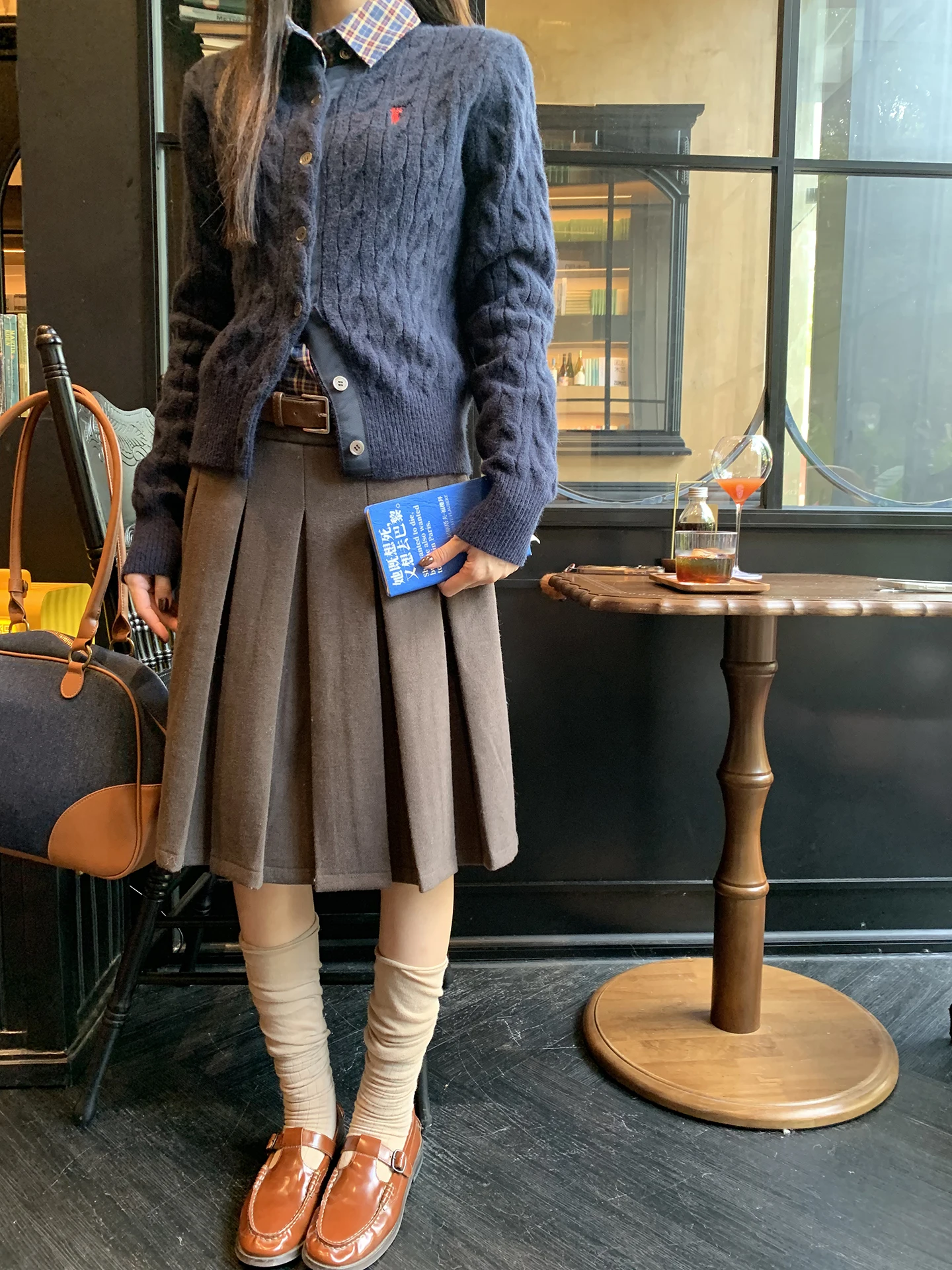 Deslumbrante Saia Midi em A para Mulheres, Estilo Xadrez Psada para Outono e Inverno, Design de Cintura Baixa com Zíper