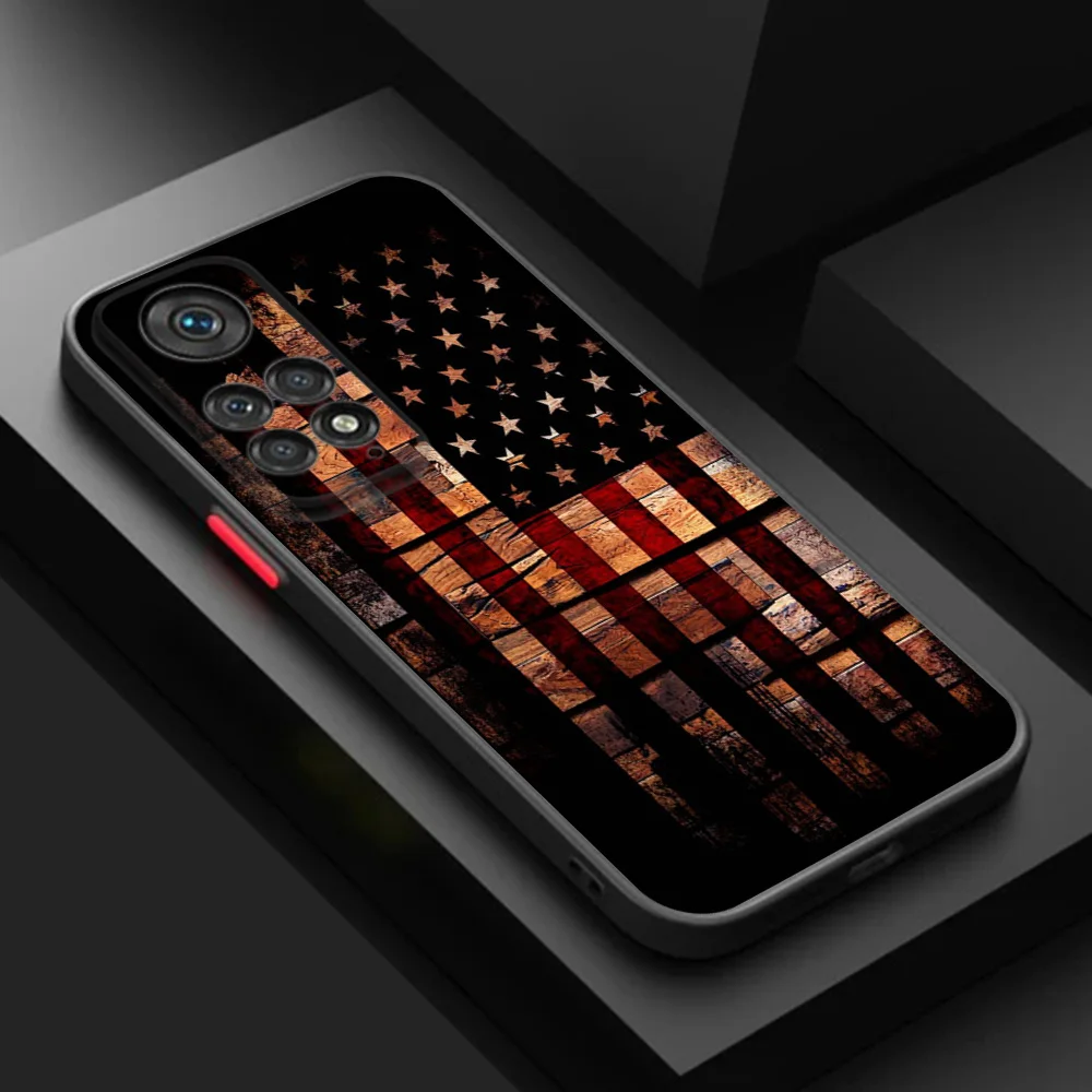 Phone Cases For Xiaomi Redmi Note 13 12 11 Pro 11S 12S 11T 12X 12T 12C United States Flag Skin feel Translucent Matte Back Cover