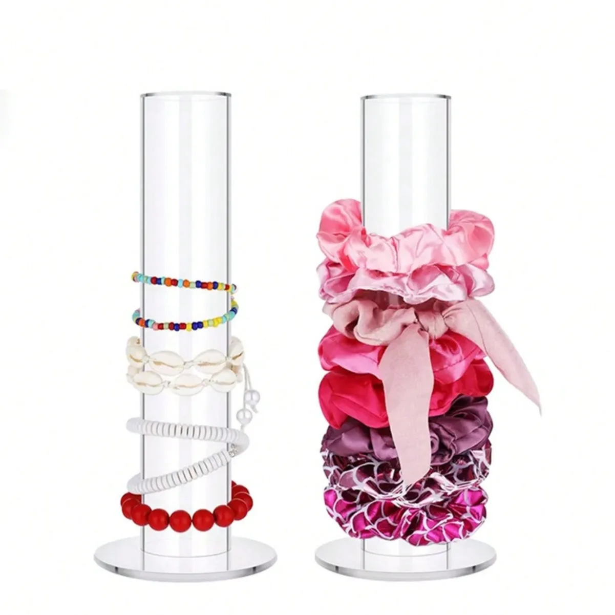 Acrylic Scrunchie Holder Organizer Hair Ties Holder for Bathroom Clear Hair Accessories Bowknot Organizer Room Decor for Girl