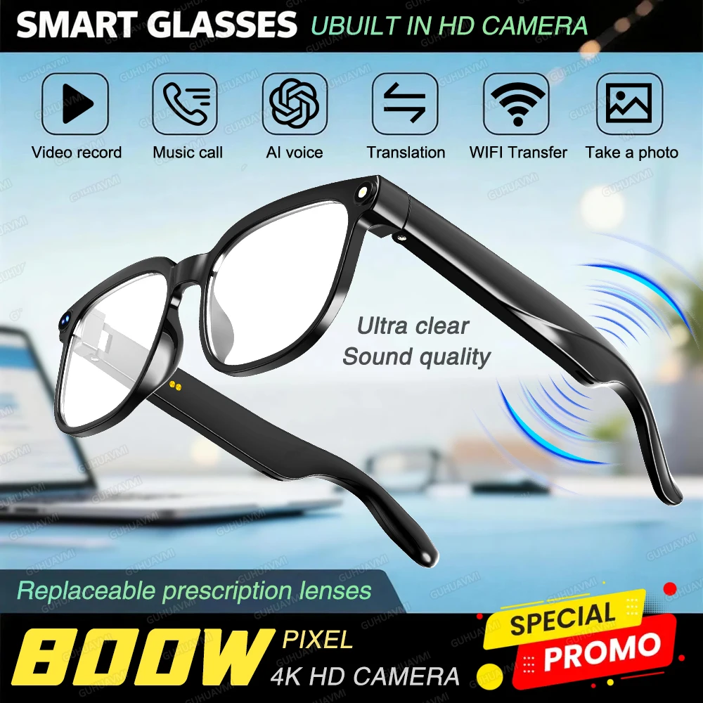 2026 Nieuwe Slimme AI Bril 1080P HD Video Opname Camera ChatGPT Bluetooth Oproep 32GB ROM Taalvertaling Muziek Zonnebril Heren