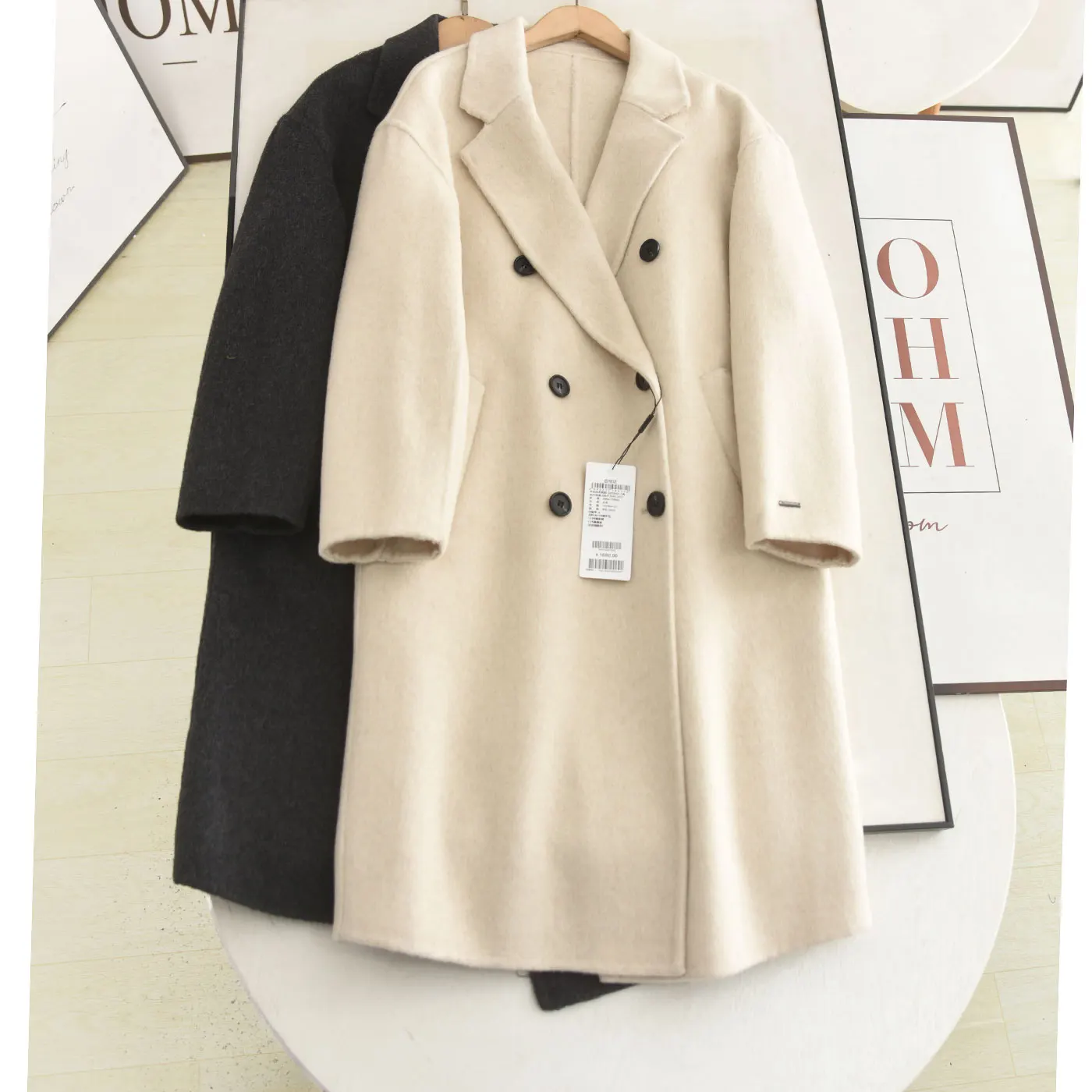 

McSystem высококачественное шерстяное пальто двустороннее шерстяное женское пальто с двойными пуговицами верхняя одежда Hepburn Sle