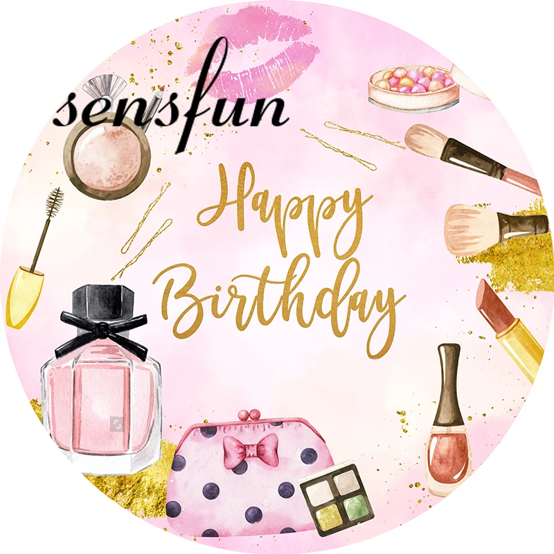 Bạn Gái Tạo Nên Chủ Đề Sinh Nhật Tròn Phông Nền Chụp Ảnh Nữ Màu Hồng Chúc Mừng Sinh Nhật Hình Tròn Nền Thun Tùy Chỉnh