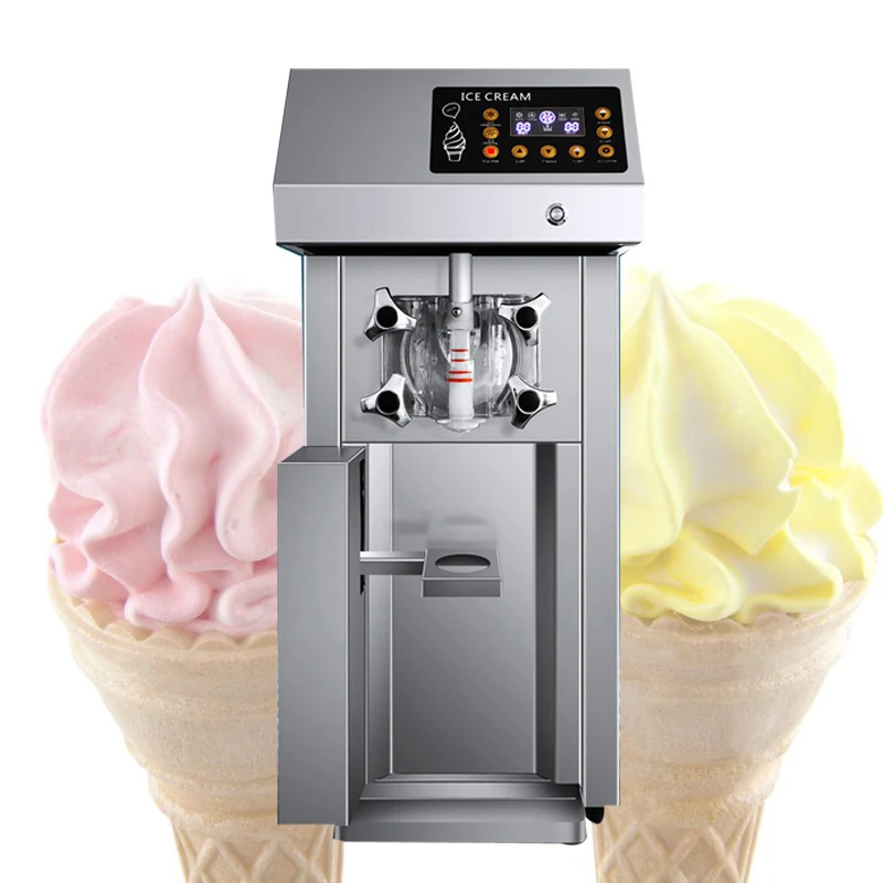 Soft Ice Cream Machine Commercial Fully Automatic Stainless Steel 220V/110V Vertical Sundae Refrigeration Equipments Cone Maker