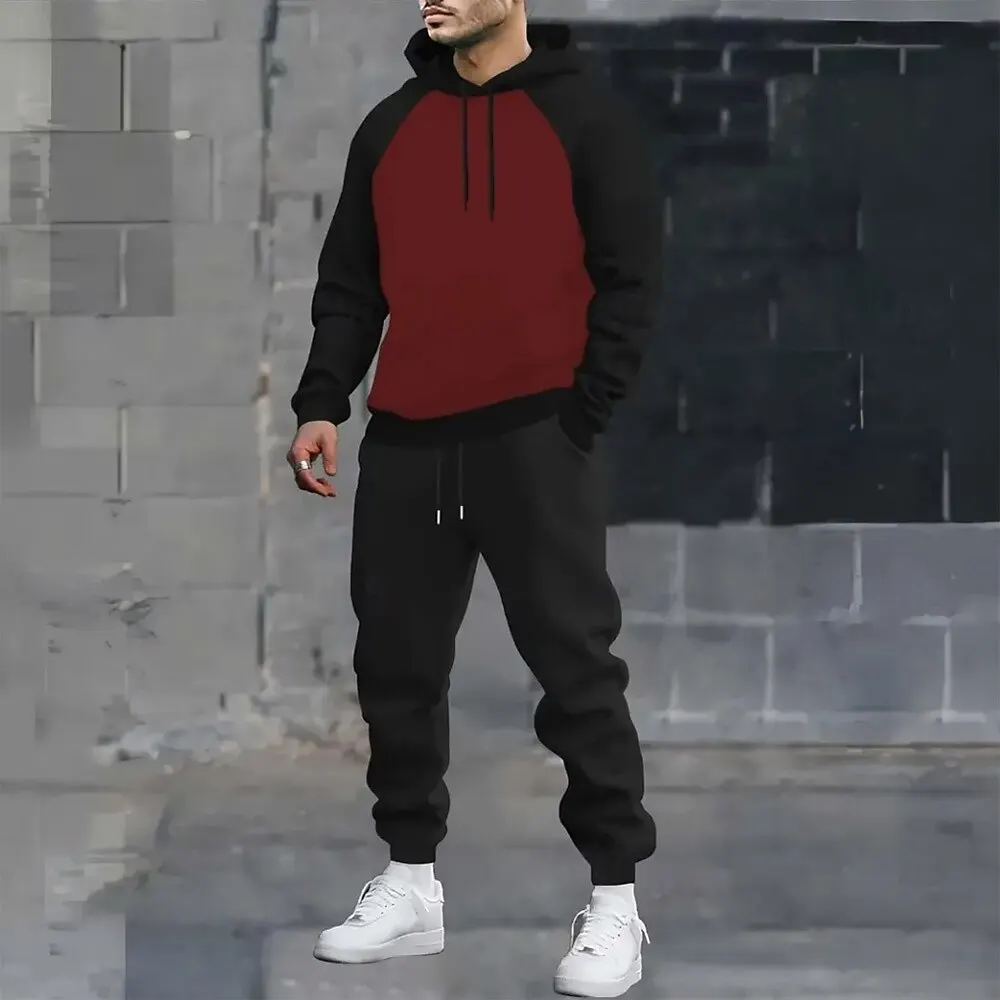 Outono inverno conjuntos de moletom masculino moda simples hoodies calças 2 peça roupa ao ar livre casual solto fatos de treino roupas masculinas