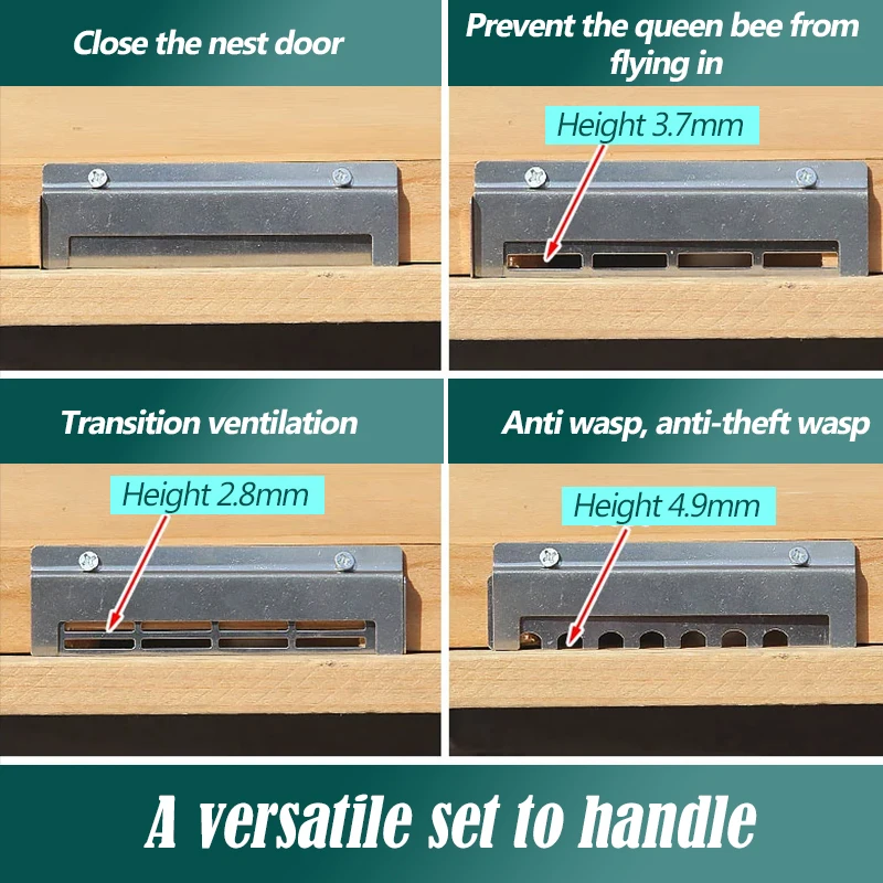 2 مجموعات عش النحل مكافحة الهروب الفولاذ المقاوم للصدأ مدخل عش الباب تربية النحل لوازم العسل باب تربية النحل خلية النحل المعدات #6