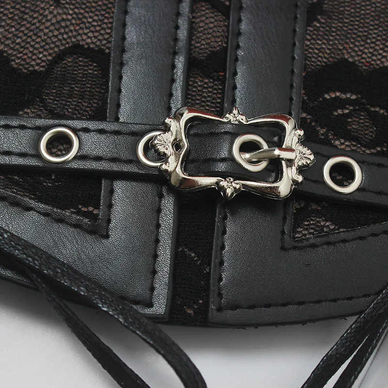 핫세일！여성용 고딕 코르셋 벨트, 레트로 탄성 레이스업 허리 조임끈 (드레스용), 펑크 하네스 벨트 고스 패션 액세서리