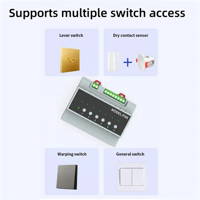 

ABJF-5X Tuya Smart Zigbee 6-канальный модуль релейного переключателя Модуль управления прибором дистанционного управления поддерживает 3-стороннее управление двигателем
