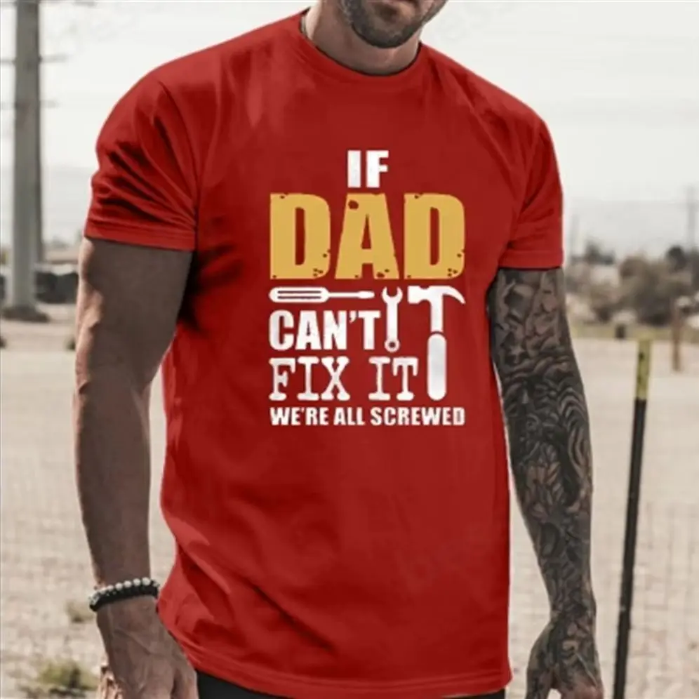 

Men's and women's partial printed Father's Day short sleeved T-shirt top