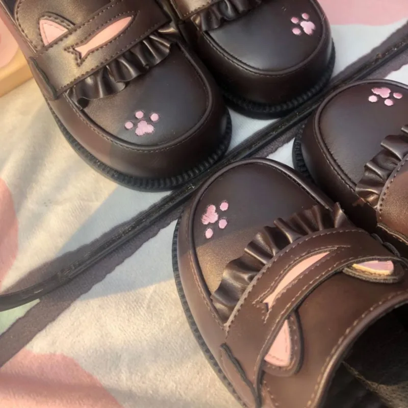 Lolita JK Princess Cosplay Shoes Women Black PU Platform Mary Jane Round Toe Shoes Cat Ear Paw Kawaii Daily Holiday Gift New 3