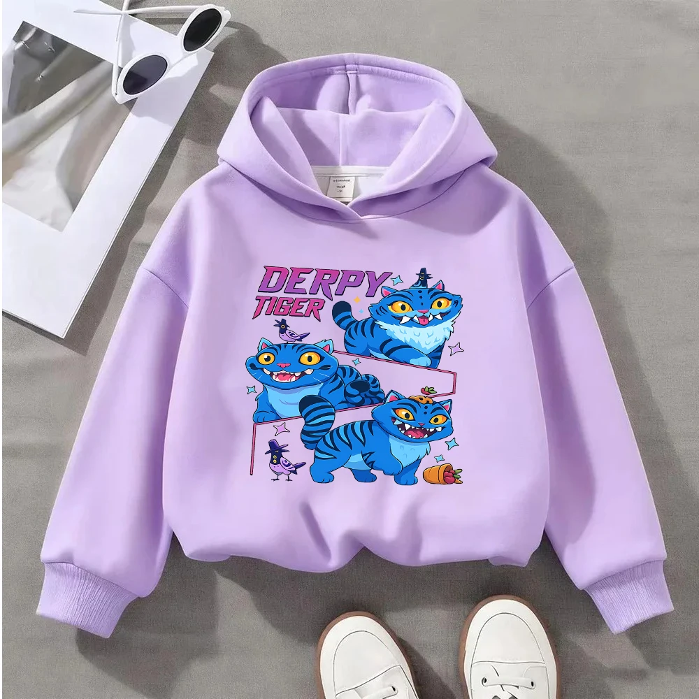 سويت شيرت للأطفال لطيف أزرق نمر كارتوني طباعة كم طويل بلوفر طفل بنين بنات كاجوال 2-8 سنوات