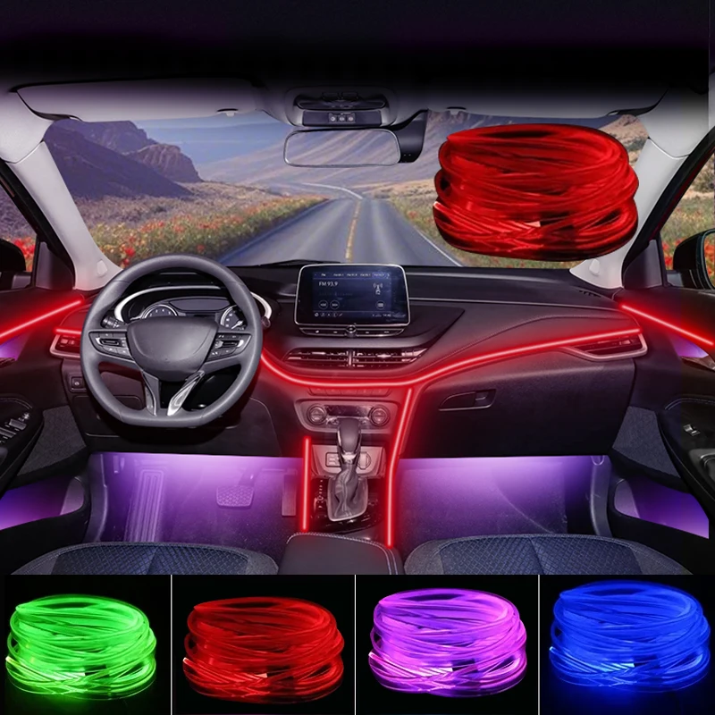 

Car Interior Decorative Light Strips 1M Cold White LED Dashboard Console Ambient Lamp for Executive Vehicle Design