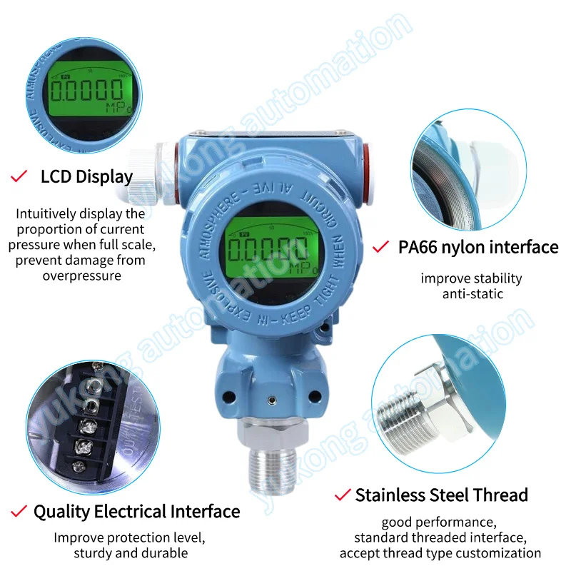 Sensor de presión piezoeléctrico inteligente para tanque de combustible diésel, transmisor de presión absoluta de 4-20Ma, 0-100MPa, a prueba de explosiones