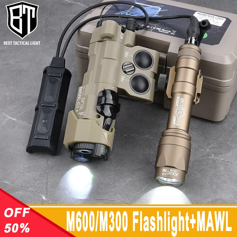 Tactical Airsoft MAWL Laser Re Green Blue IR Laser IR Fill Light SF M300A/M600C Flashlight Dual Pressure Switch Airsoft Light