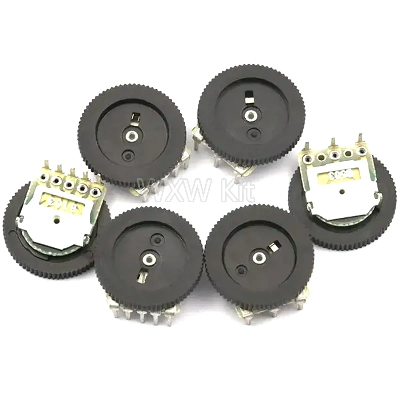 10pcs Double Dial Taper Volume Wheel Duplex Potentiometer B102 B103 B203 B503 B104 1K 2K 5K 10K 20K 50K 100K 3Pin 5Pin 16*2mm