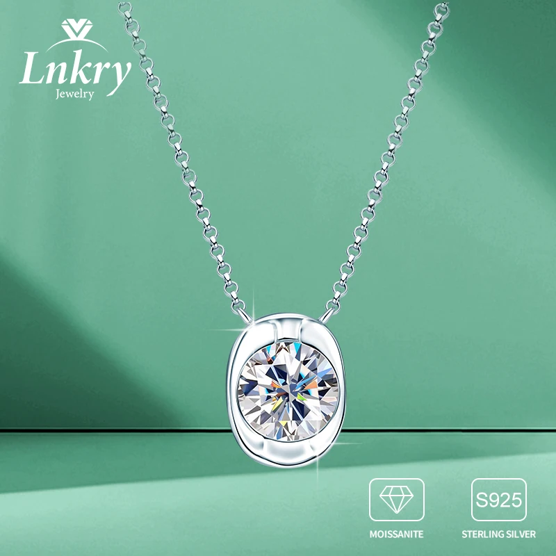 

Lnkry изысканный пасьянс 2,0 карата муассанит ожерелье из стерлингового серебра 925 пробы кулон в форме слитков ожерелье для семьи Рождественский подарок