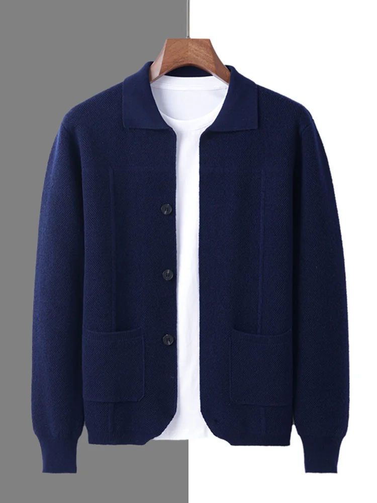 

100% Australian wool loose plus size solid color cashmere business knitted cardigan jacket
