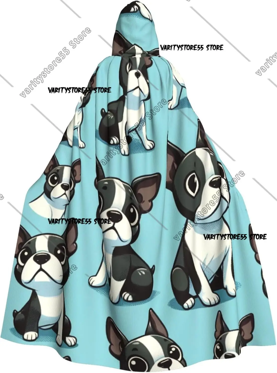 

Boston Terrier Friend Adult Witch Hooded Cape Halloween Costume Hooded Cloak