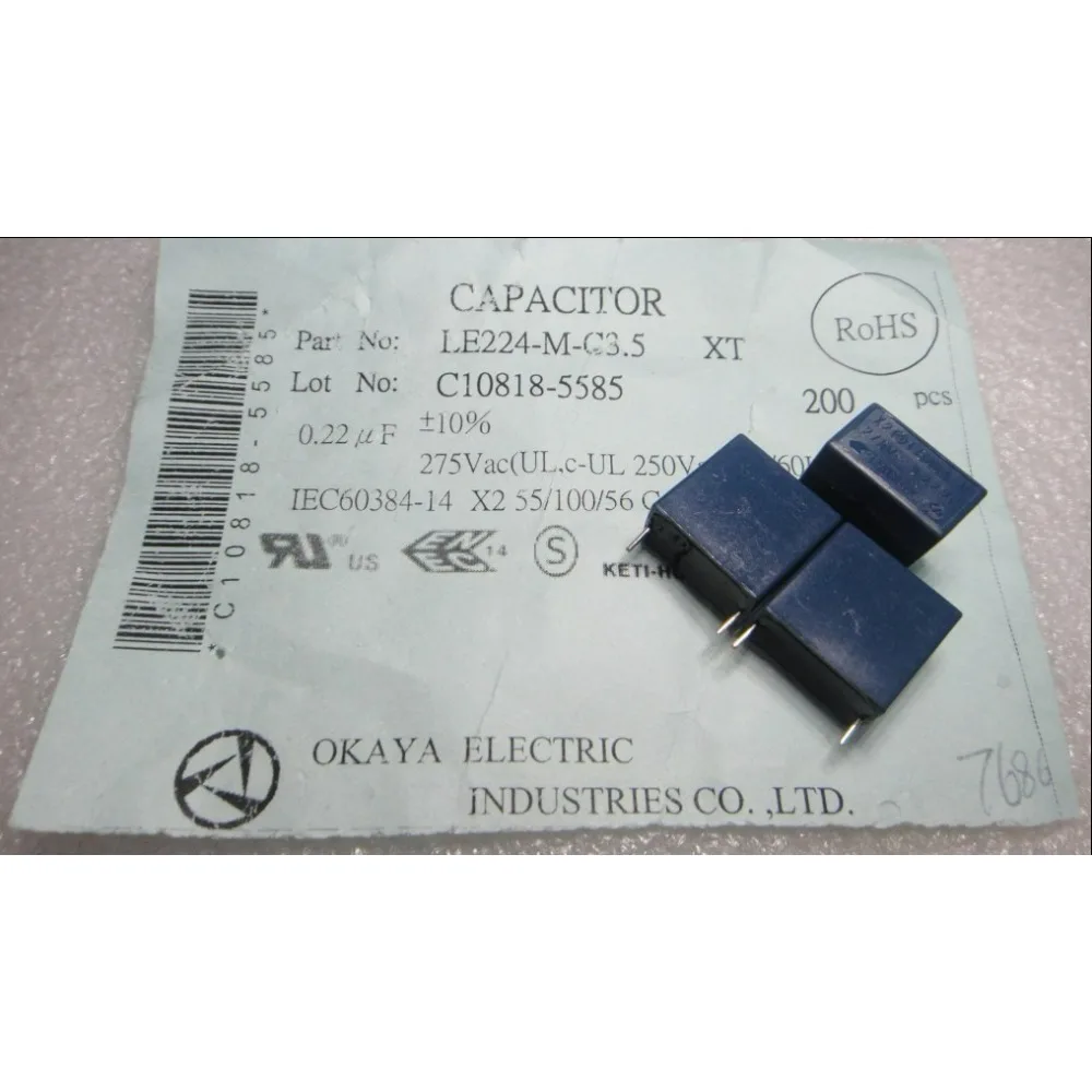 

20PCS 0.22uf/275vAC 220nf 224 Brand New 12mm Film Capacitor