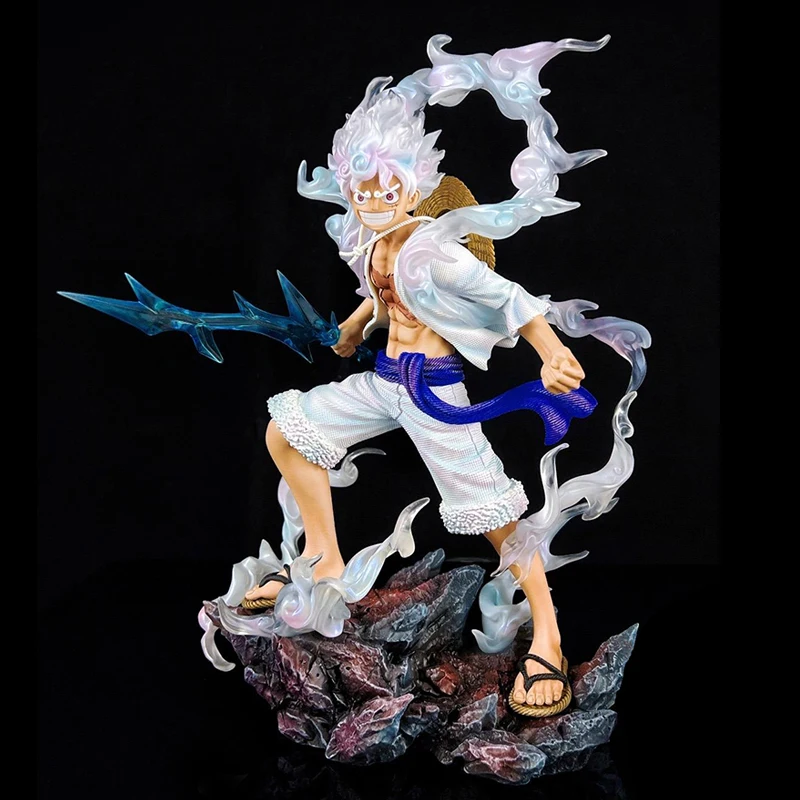 Figura de One Piece de Anime Lightning Luffy Gear 5, colección de adornos de muñecos Sun God Nikka, modelo de figuras de acción de PVC de 27cm, juguete para niño